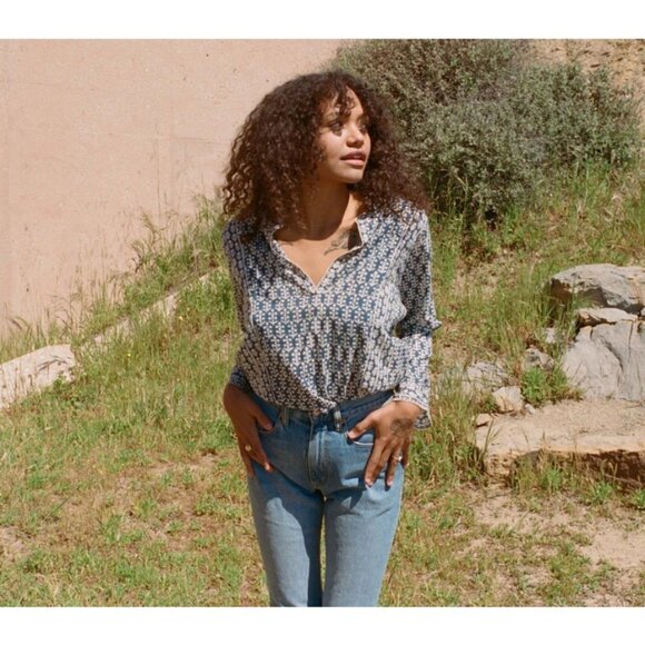 💕DOEN💕 Suri Top ~ Soledad Bloom Blue XL NWT - Picture 2 of 16